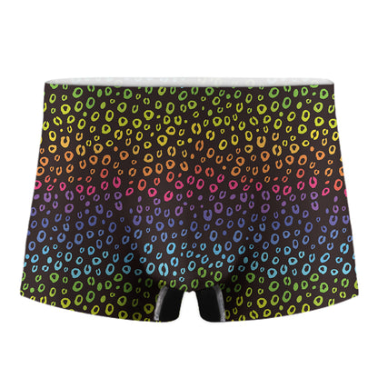 Rainbow Leopard Pattern Print Men's Boxer Briefs