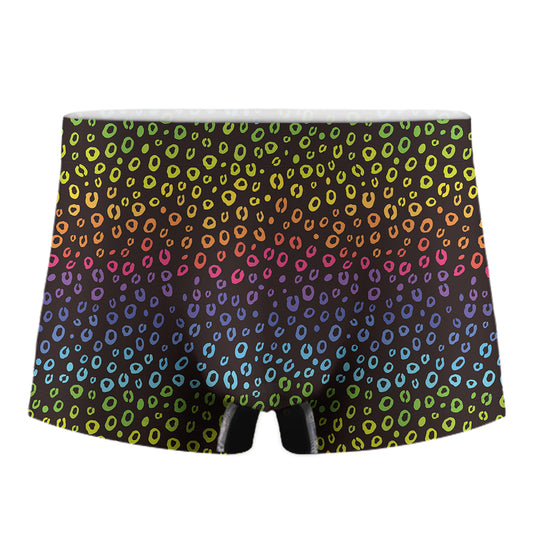 Rainbow Leopard Pattern Print Men's Boxer Briefs