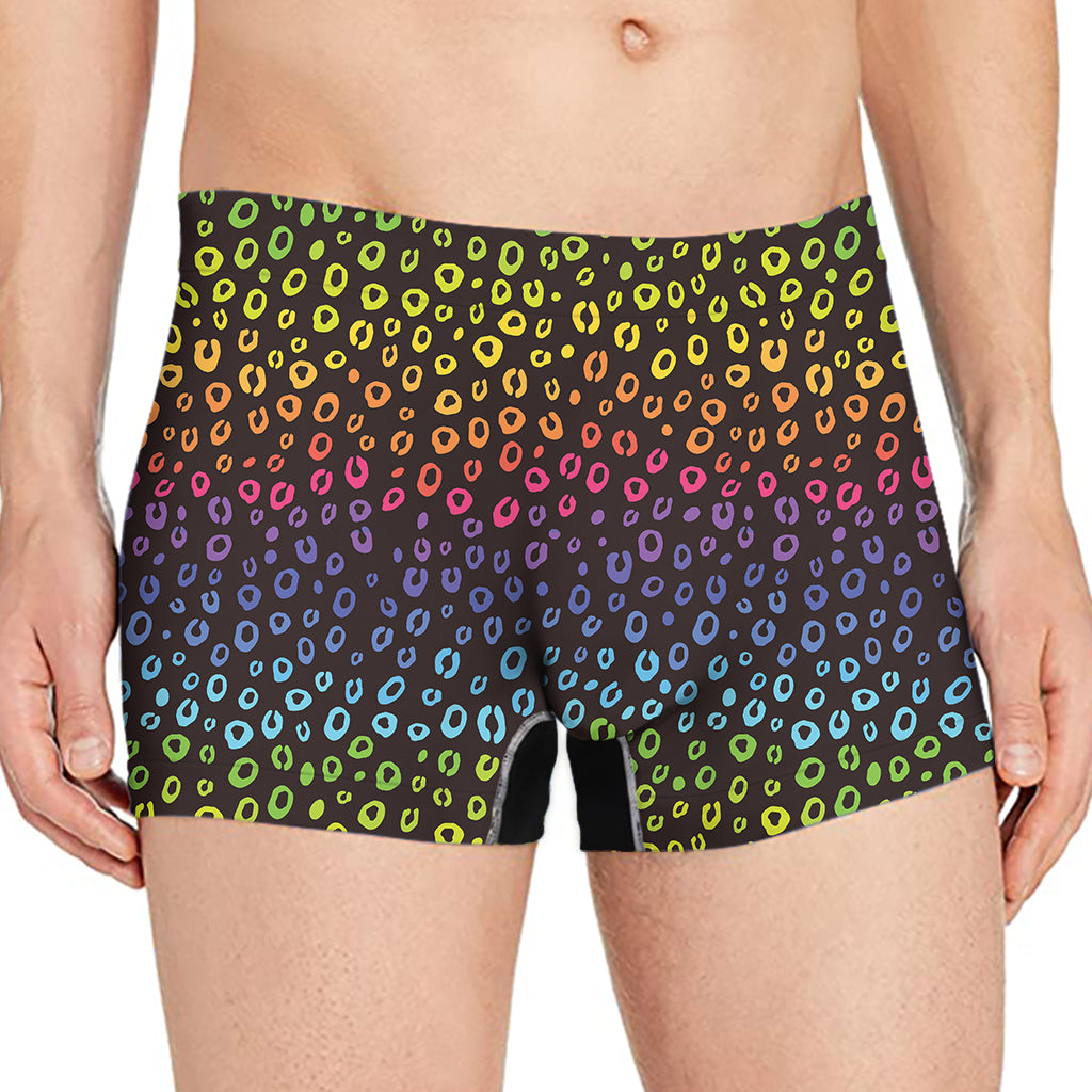 Rainbow Leopard Pattern Print Men's Boxer Briefs