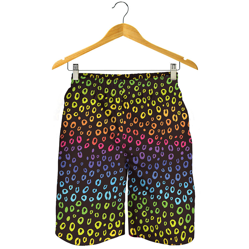 Rainbow Leopard Pattern Print Men's Shorts