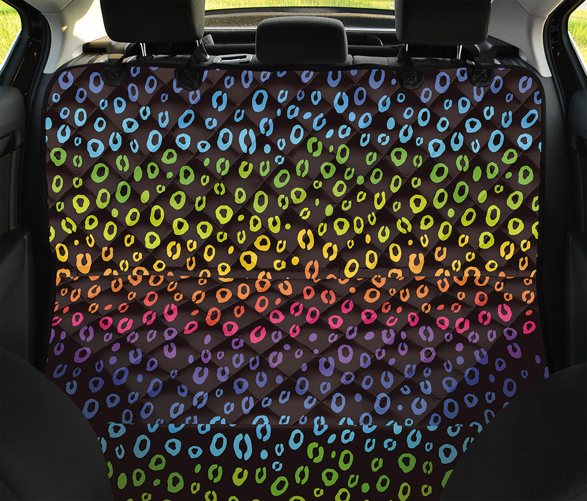 Rainbow Leopard Pattern Print Pet Car Back Seat Cover