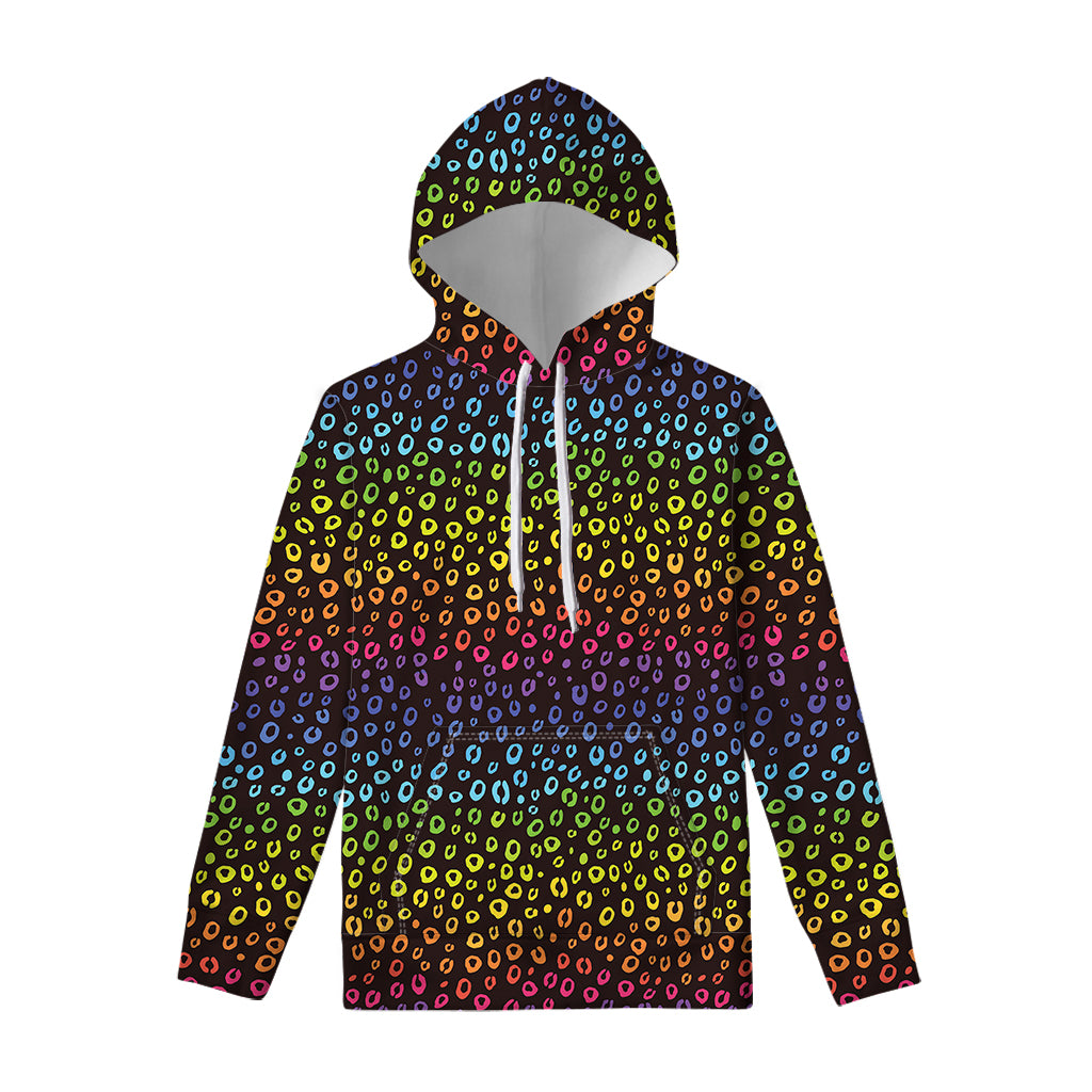 Rainbow Leopard Pattern Print Pullover Hoodie