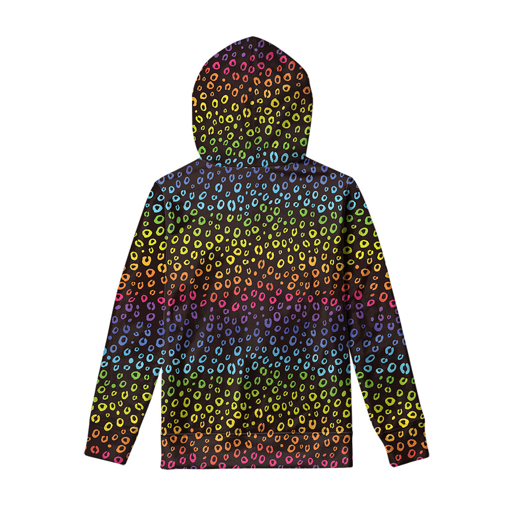 Rainbow Leopard Pattern Print Pullover Hoodie