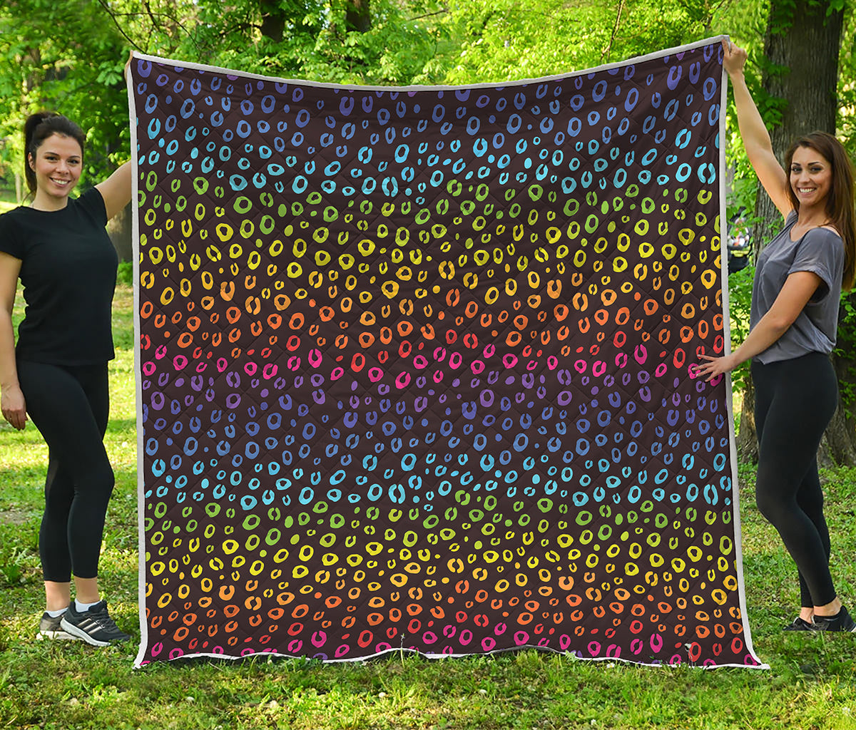 Rainbow Leopard Pattern Print Quilt