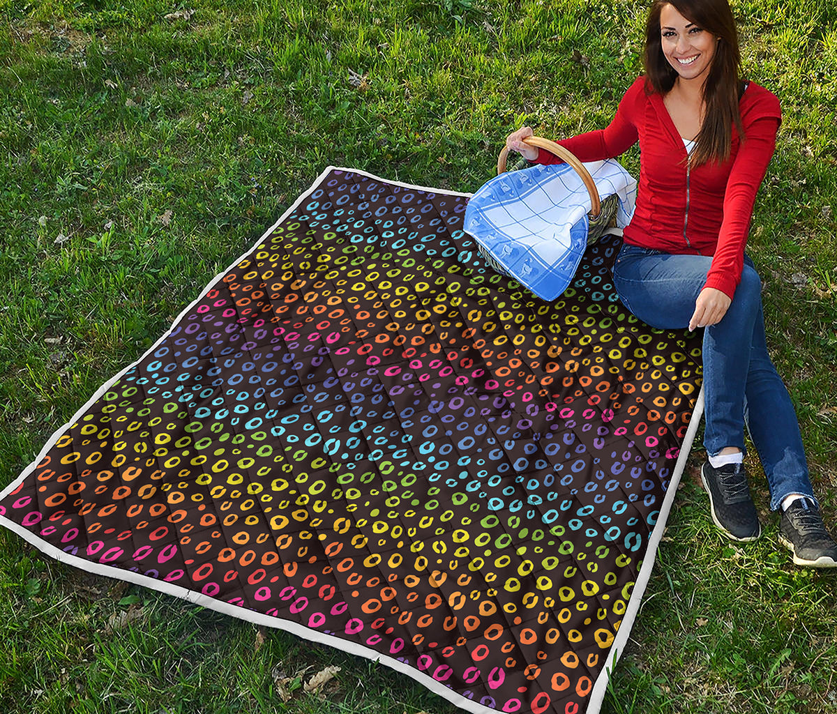 Rainbow Leopard Pattern Print Quilt