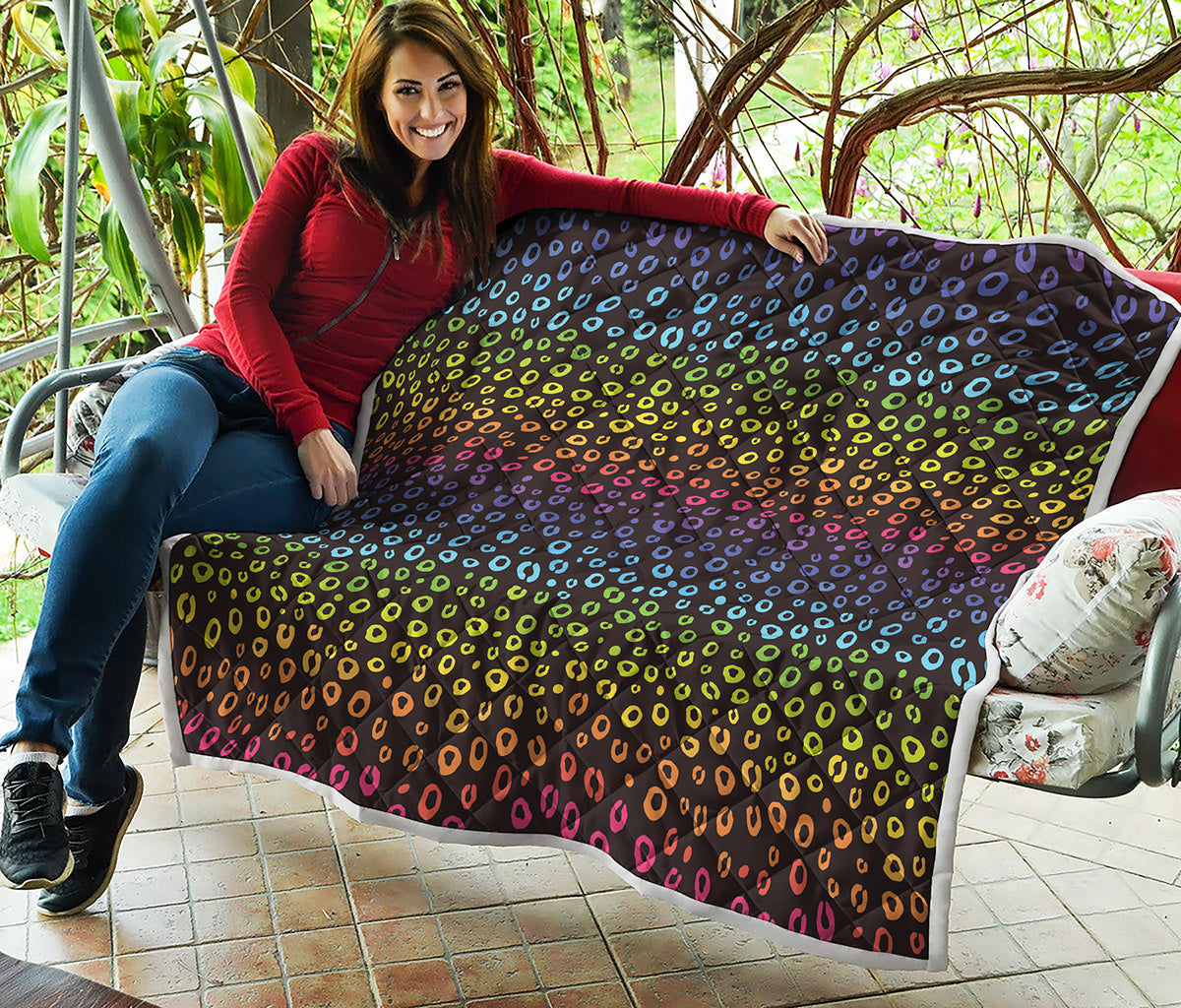 Rainbow Leopard Pattern Print Quilt