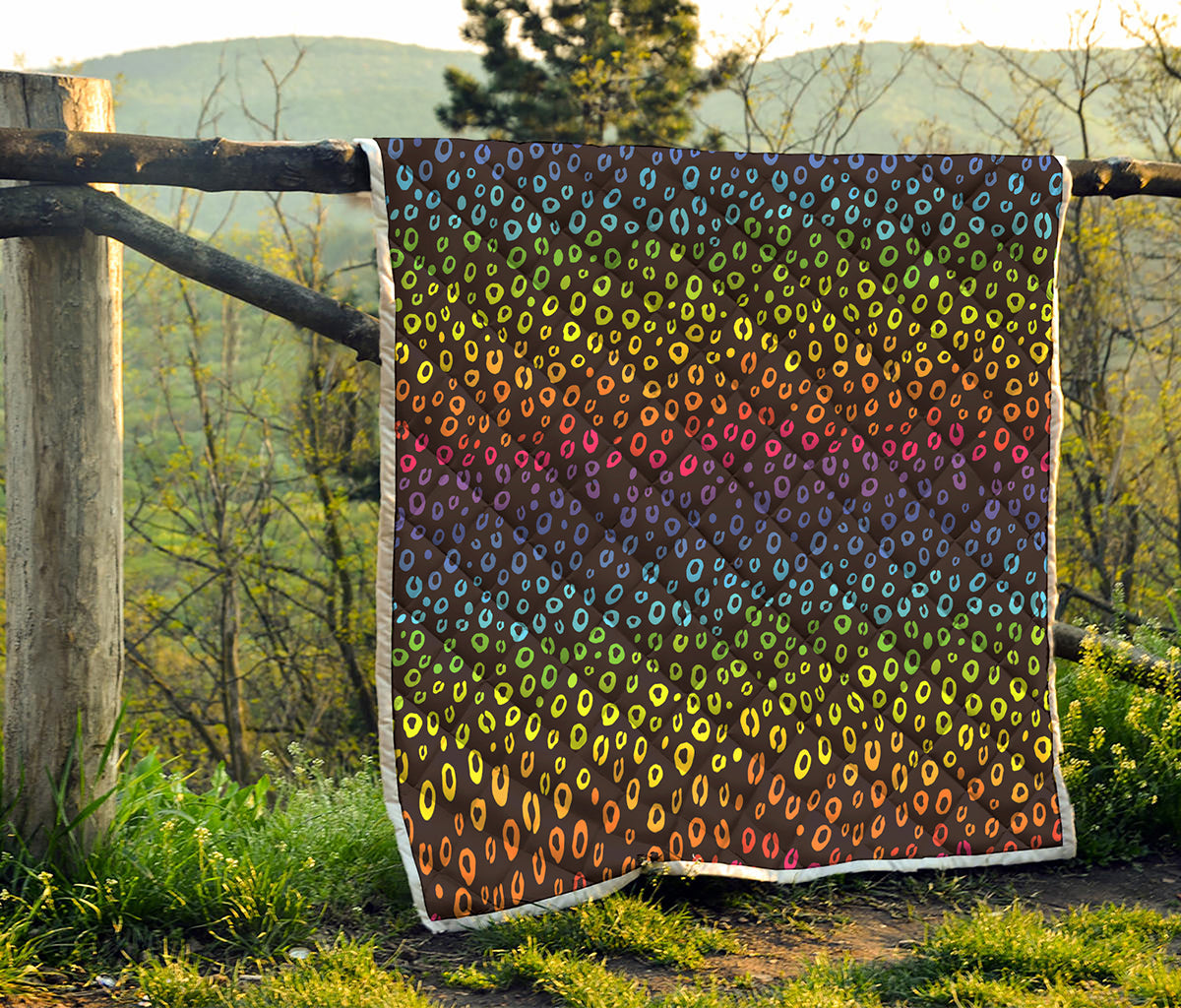 Rainbow Leopard Pattern Print Quilt