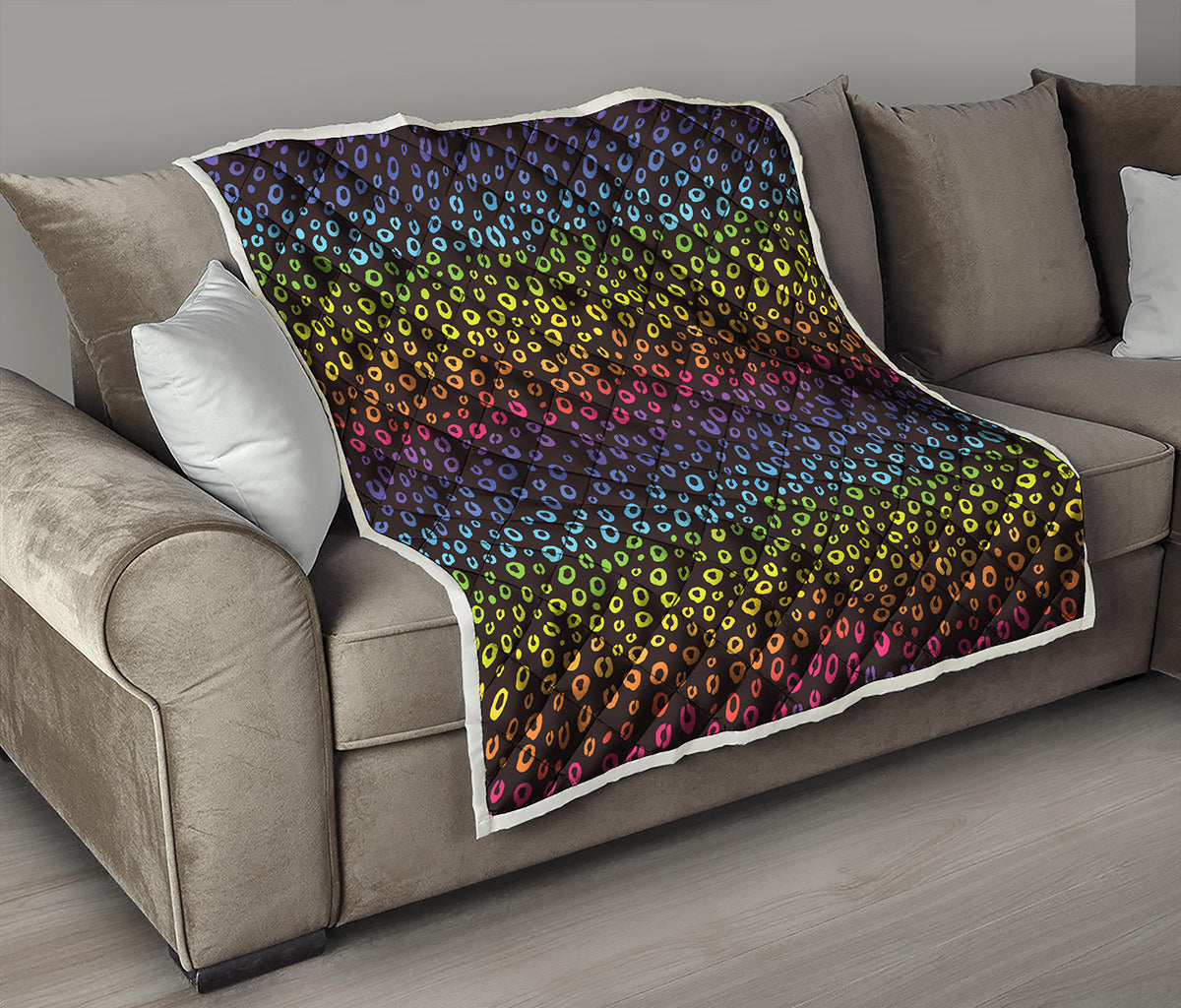 Rainbow Leopard Pattern Print Quilt