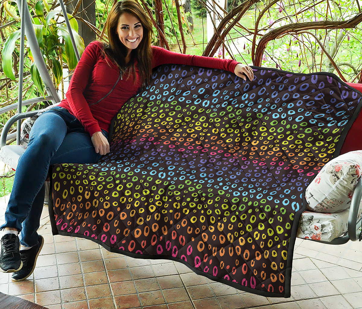 Rainbow Leopard Pattern Print Quilt