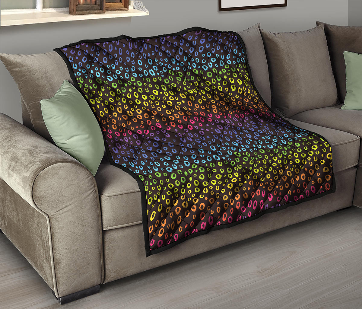 Rainbow Leopard Pattern Print Quilt