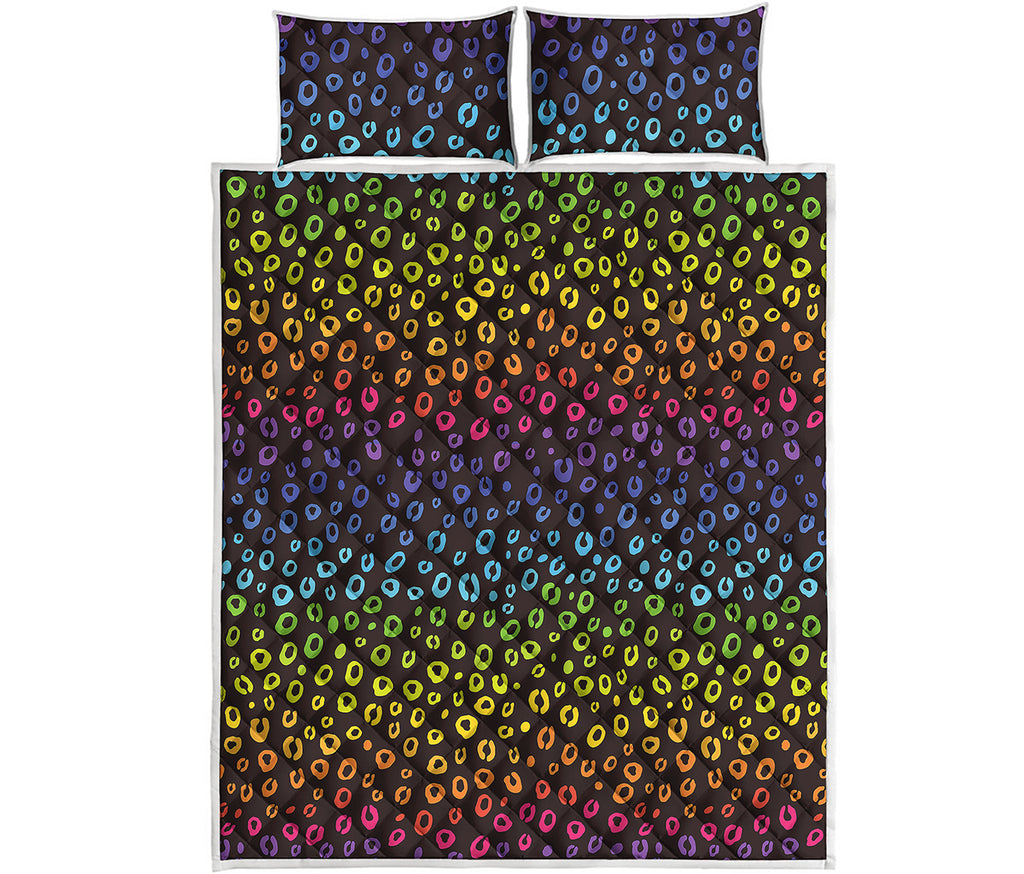 Rainbow Leopard Pattern Print Quilt Bed Set