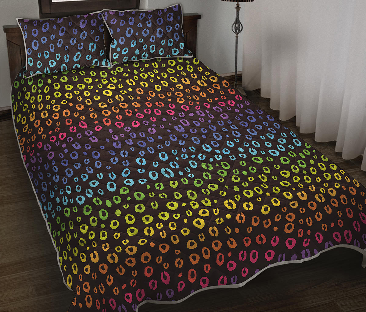 Rainbow Leopard Pattern Print Quilt Bed Set