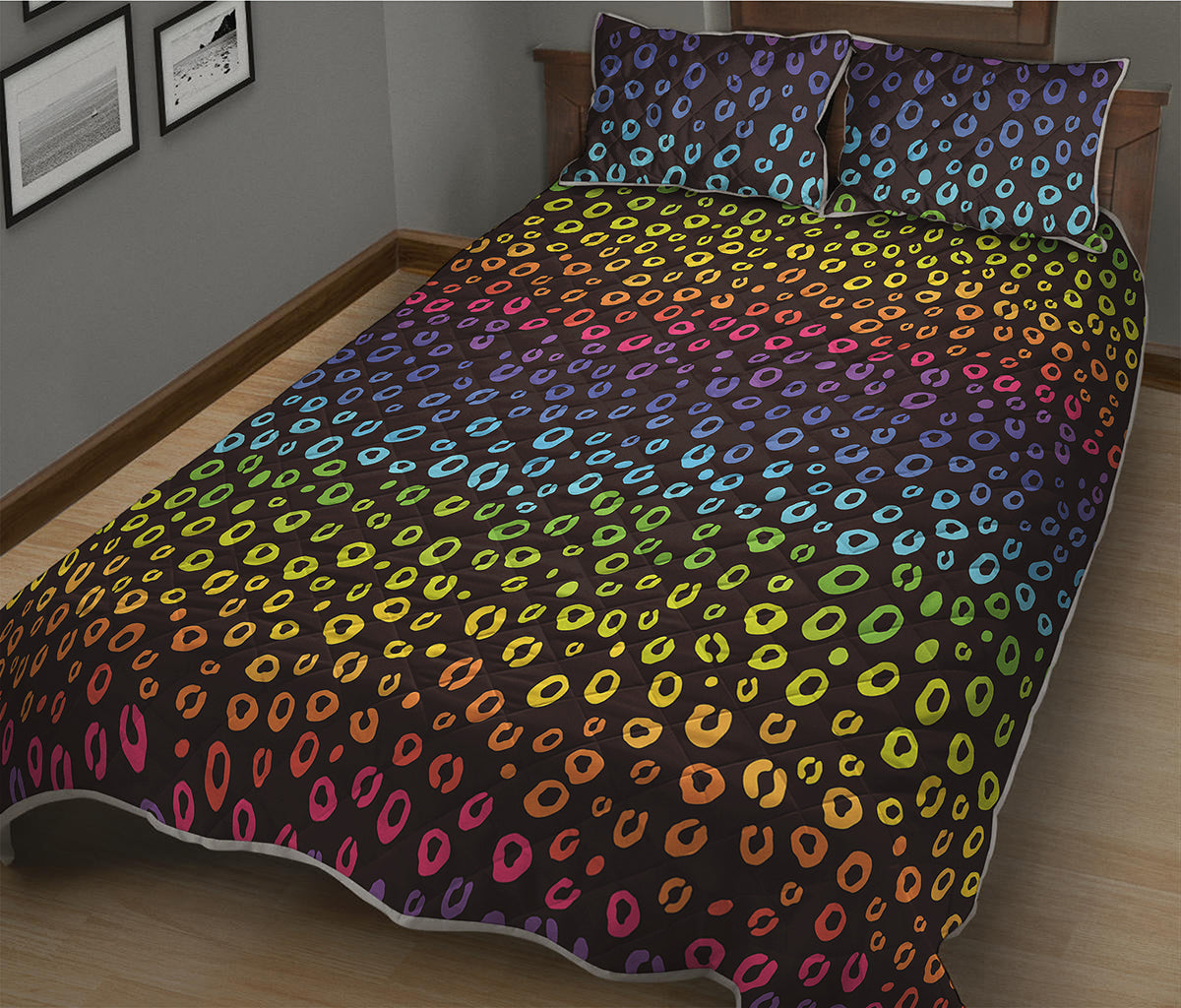 Rainbow Leopard Pattern Print Quilt Bed Set