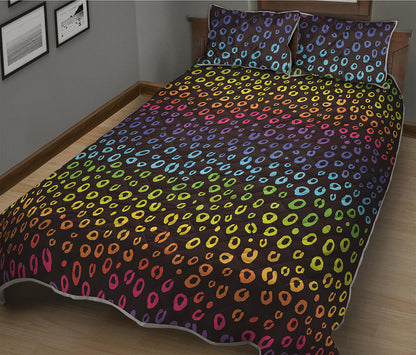 Rainbow Leopard Pattern Print Quilt Bed Set