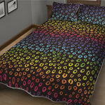 Rainbow Leopard Pattern Print Quilt Bed Set