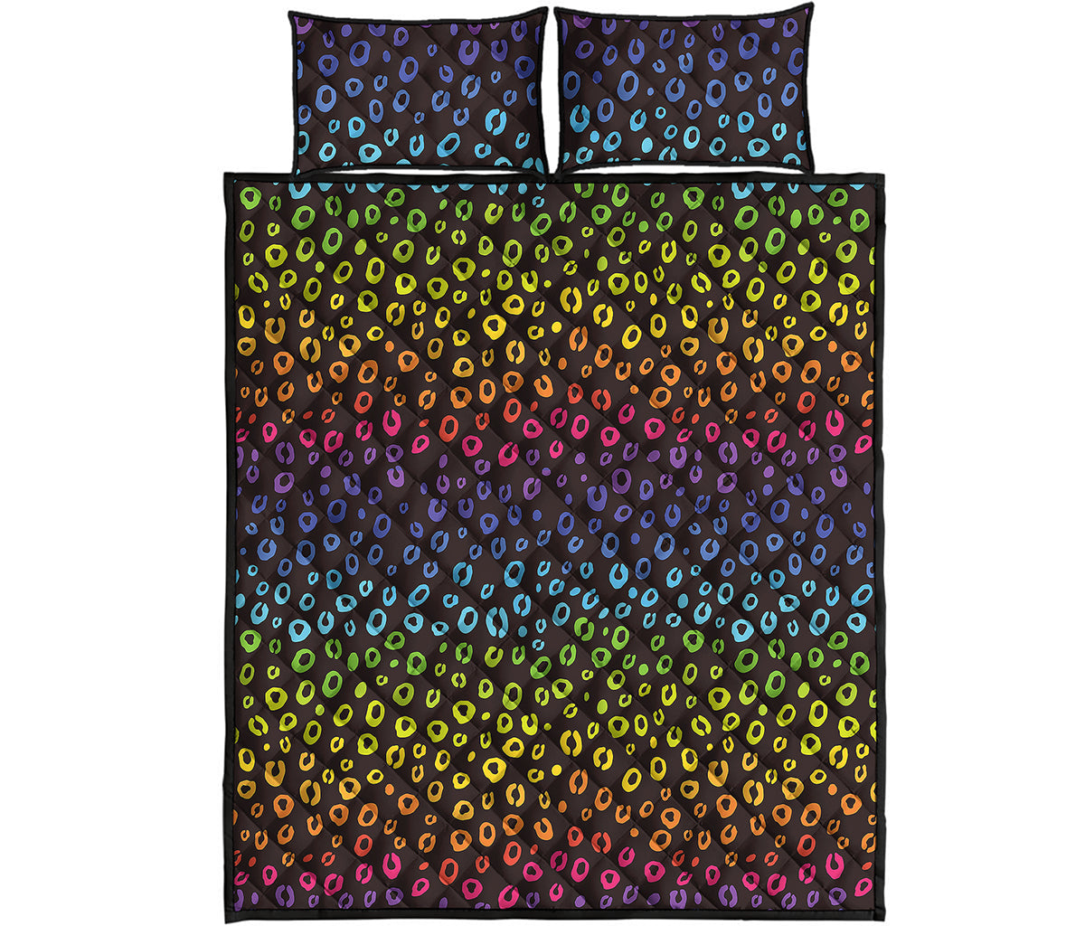 Rainbow Leopard Pattern Print Quilt Bed Set
