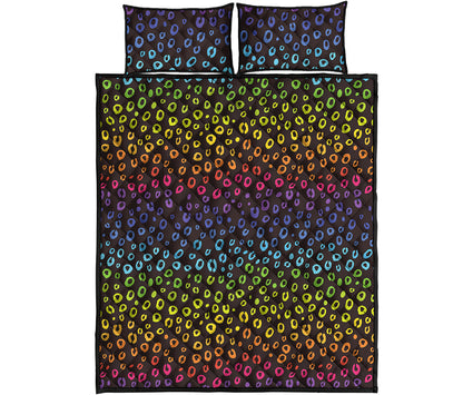 Rainbow Leopard Pattern Print Quilt Bed Set