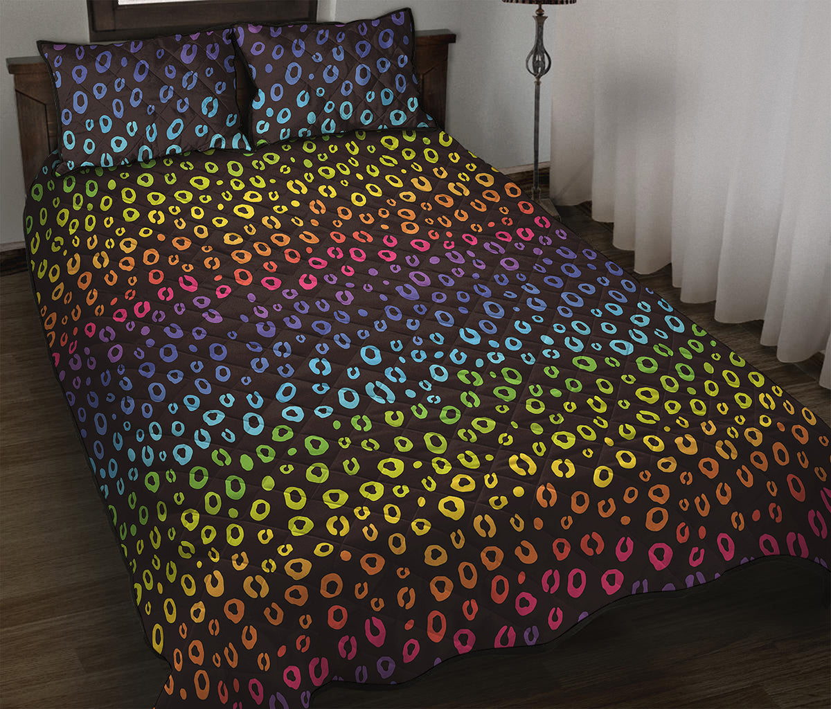 Rainbow Leopard Pattern Print Quilt Bed Set