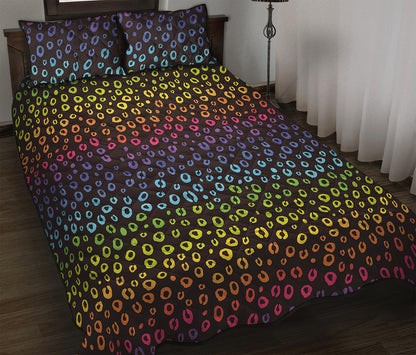 Rainbow Leopard Pattern Print Quilt Bed Set