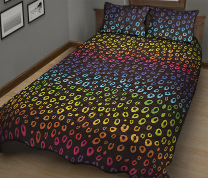 Rainbow Leopard Pattern Print Quilt Bed Set