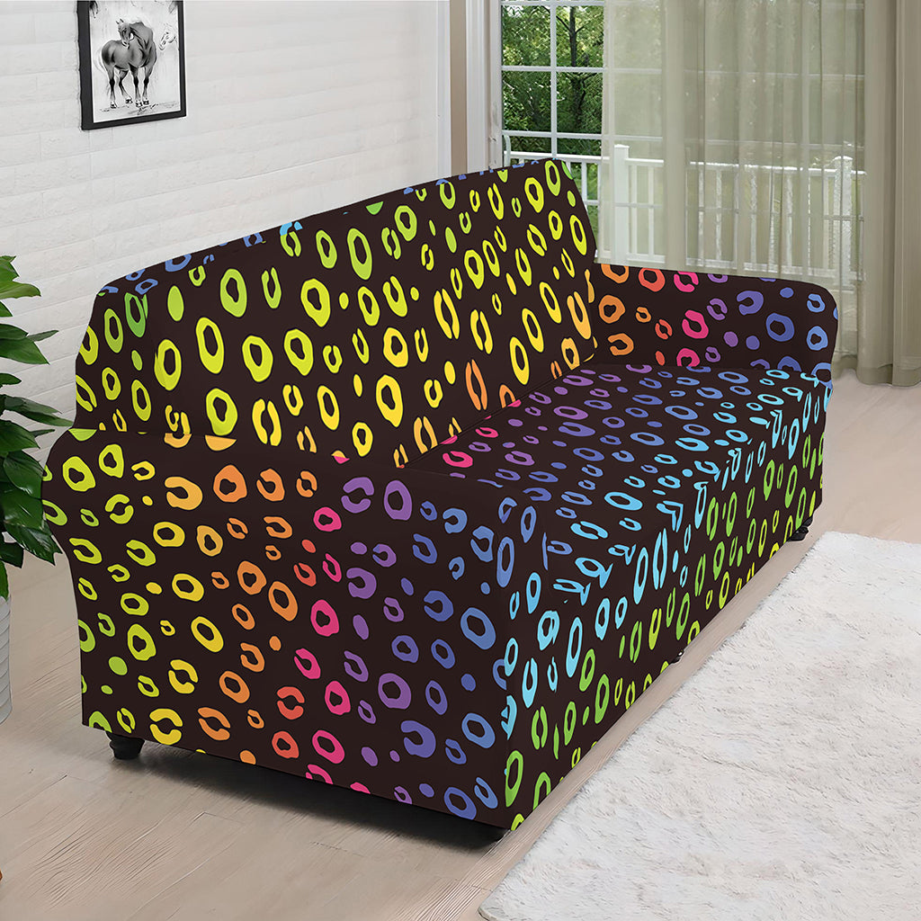 Rainbow Leopard Pattern Print Sofa Cover
