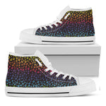 Rainbow Leopard Pattern Print White High Top Shoes