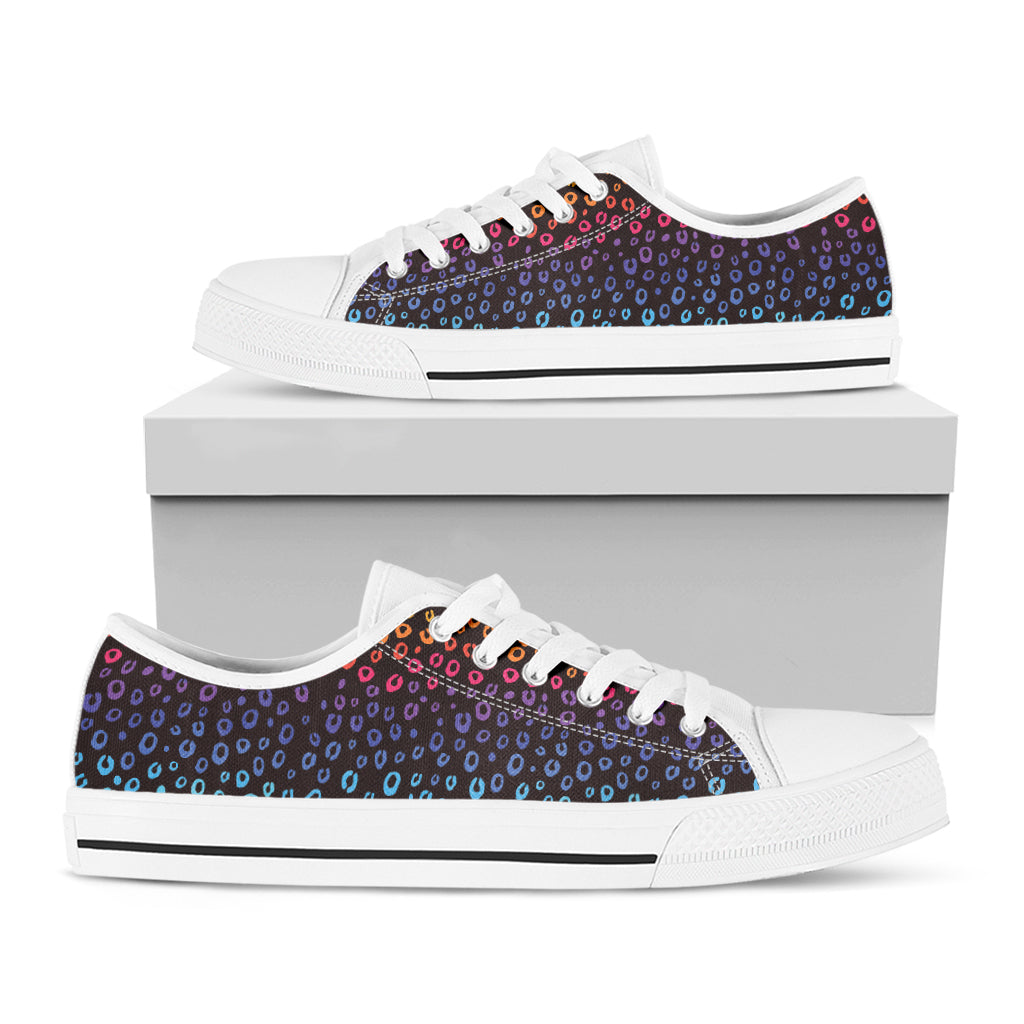 Rainbow Leopard Pattern Print White Low Top Shoes