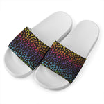 Rainbow Leopard Pattern Print White Slide Sandals