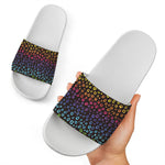 Rainbow Leopard Pattern Print White Slide Sandals
