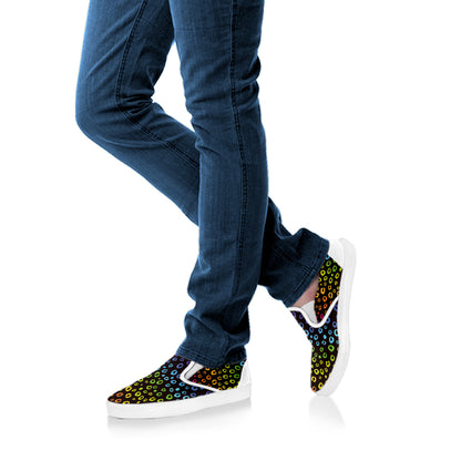 Rainbow Leopard Pattern Print White Slip On Shoes