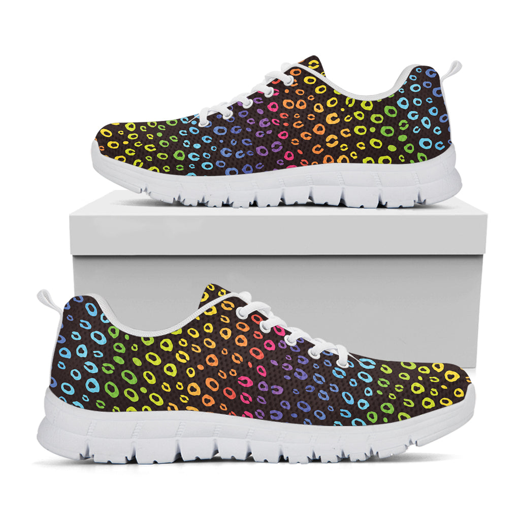 Rainbow Leopard Pattern Print White Sneakers