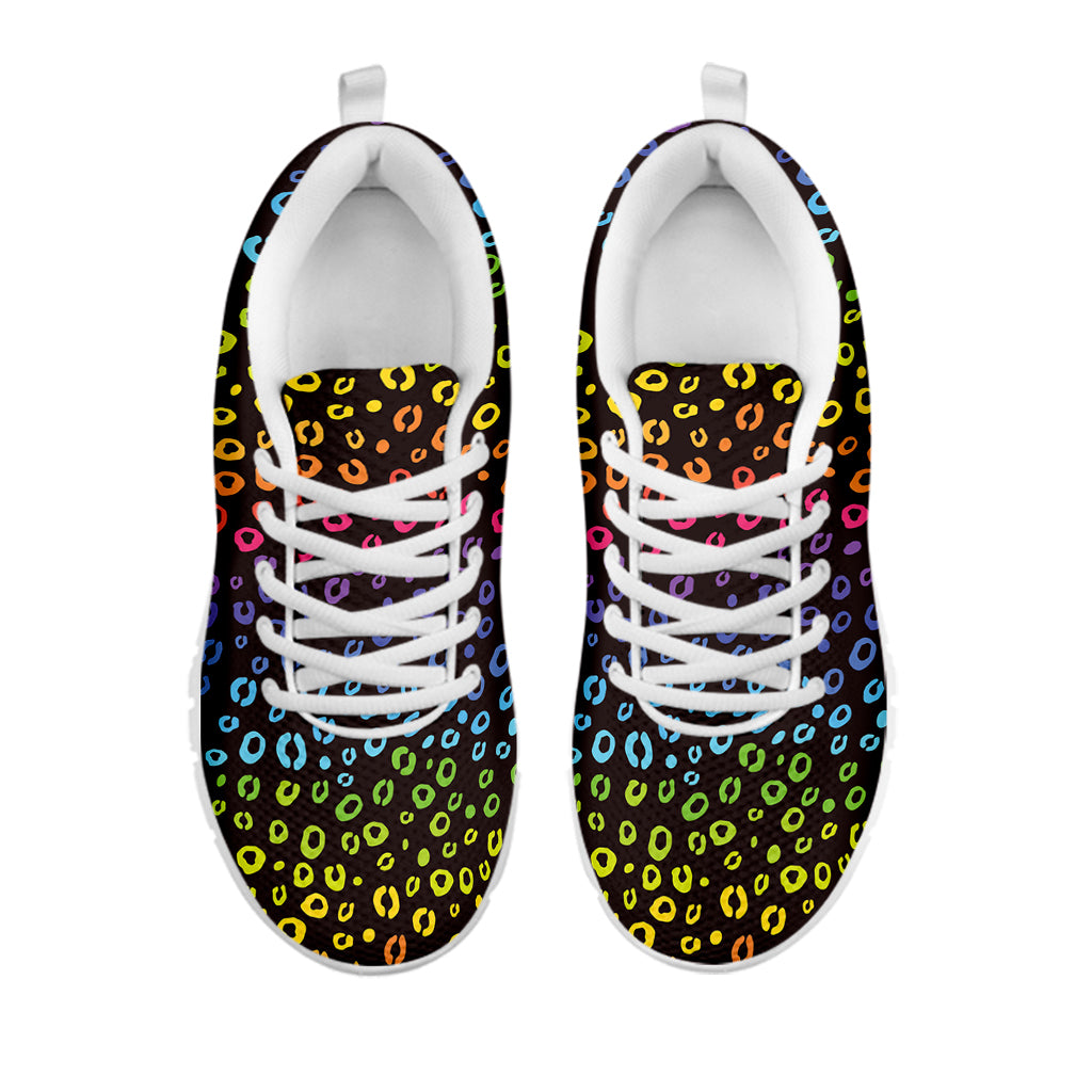 Rainbow Leopard Pattern Print White Sneakers
