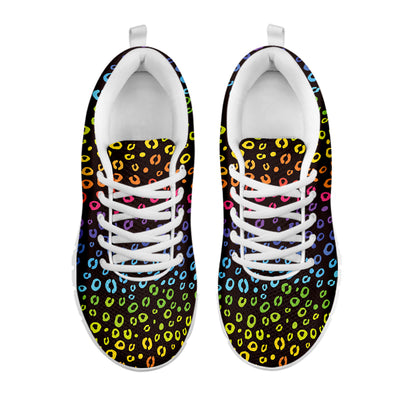 Rainbow Leopard Pattern Print White Sneakers