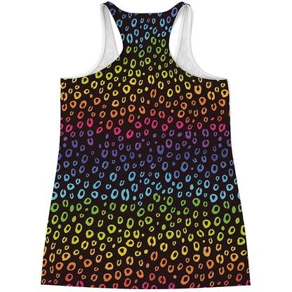 Rainbow Leopard Pattern Print Women's Racerback Tank Top