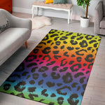 Rainbow Leopard Print Area Rug
