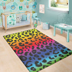 Rainbow Leopard Print Area Rug