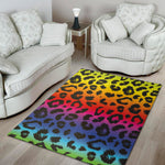 Rainbow Leopard Print Area Rug