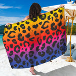 Rainbow Leopard Print Beach Sarong Wrap