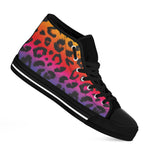 Rainbow Leopard Print Black High Top Shoes