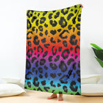 Rainbow Leopard Print Blanket