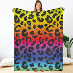 Rainbow Leopard Print Blanket