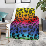 Rainbow Leopard Print Blanket