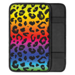 Rainbow Leopard Print Car Center Console Cover