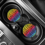 Rainbow Leopard Print Car Coasters