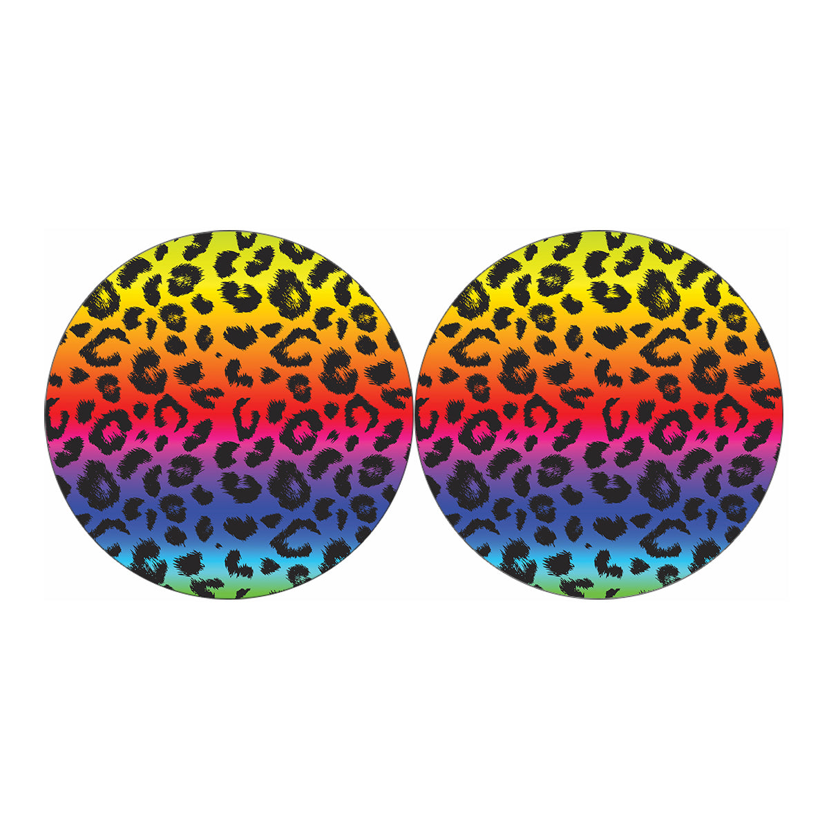 Rainbow Leopard Print Car Coasters