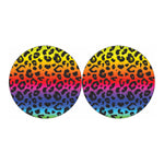 Rainbow Leopard Print Car Coasters