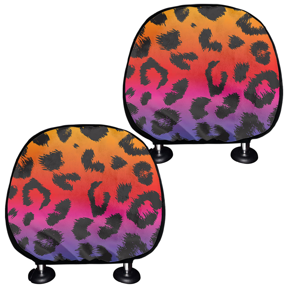 Rainbow Leopard Print Car Headrest Covers
