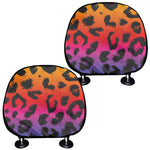 Rainbow Leopard Print Car Headrest Covers