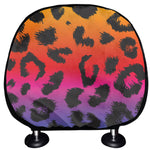 Rainbow Leopard Print Car Headrest Covers
