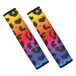 Rainbow Leopard Print Car Seat Belt Covers